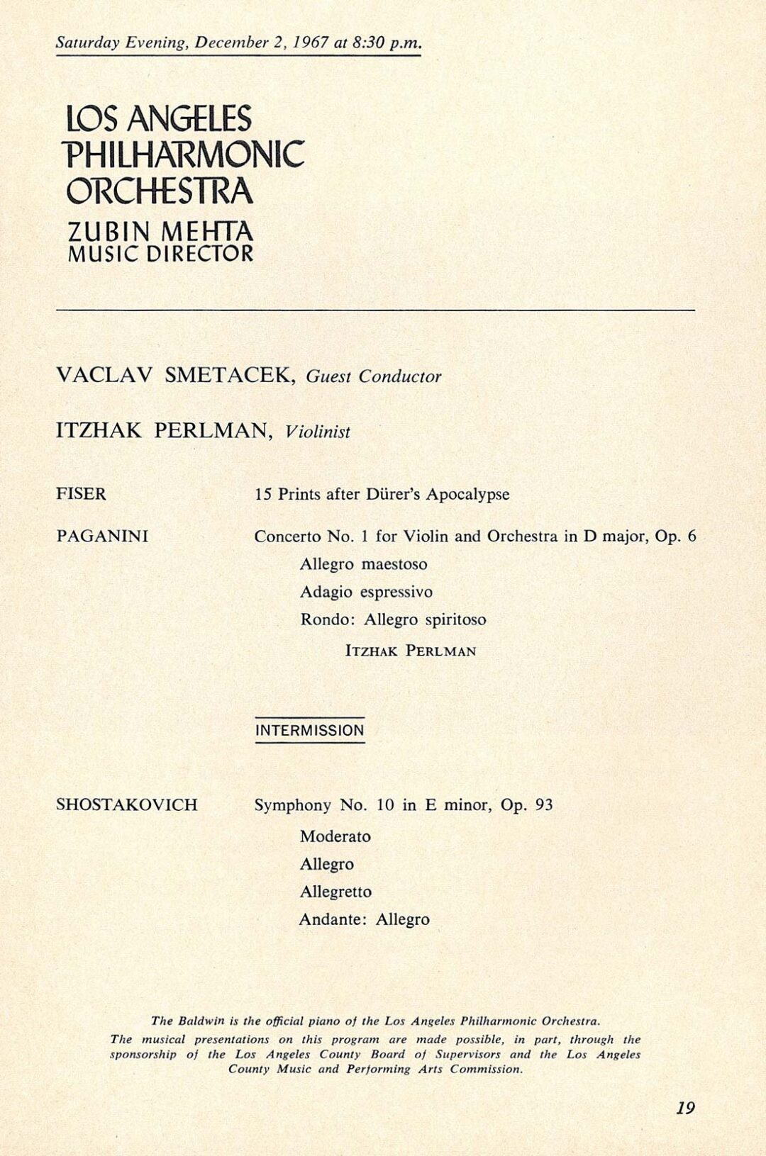 1967 │ USA, Los Angeles Philharmonic Orchestra na pozvání Zubina Mehty
