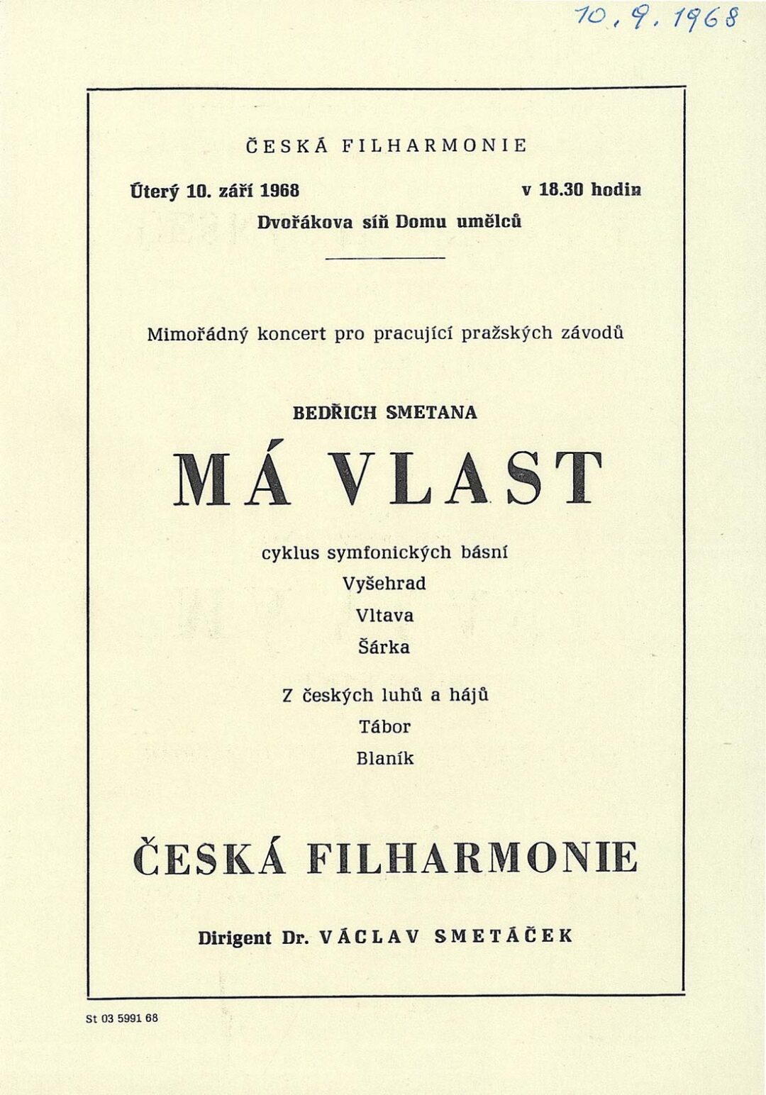 1968 │ po okupaci hrála Česká filharmonie Mou vlast po celé zemi